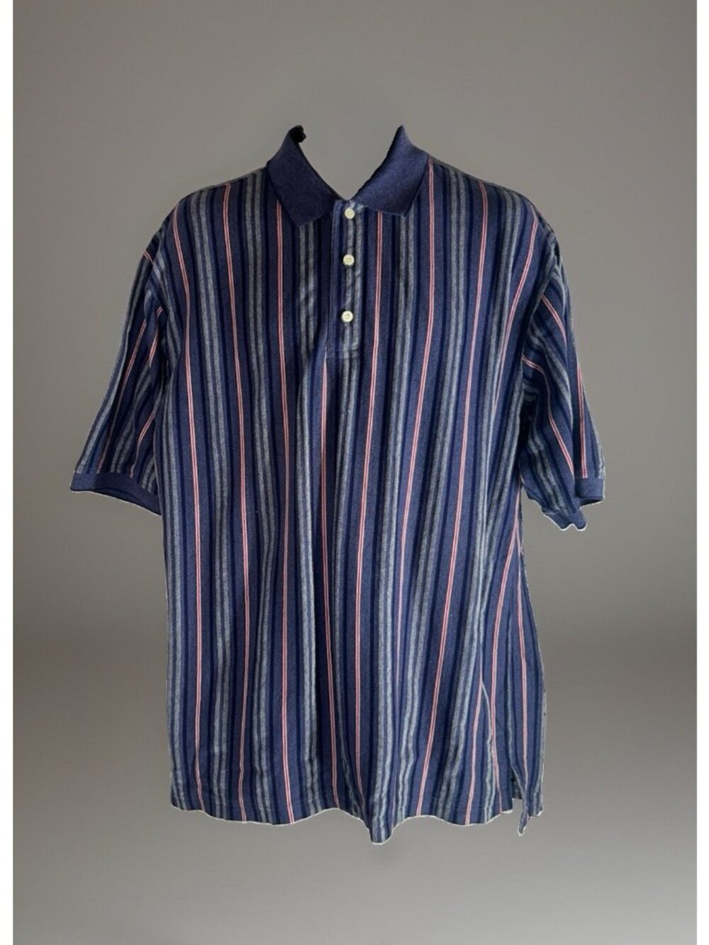 Men's Jack Nicklaus Golf Polo Shirt Size Large Blue red White Stripe 100% Cotton